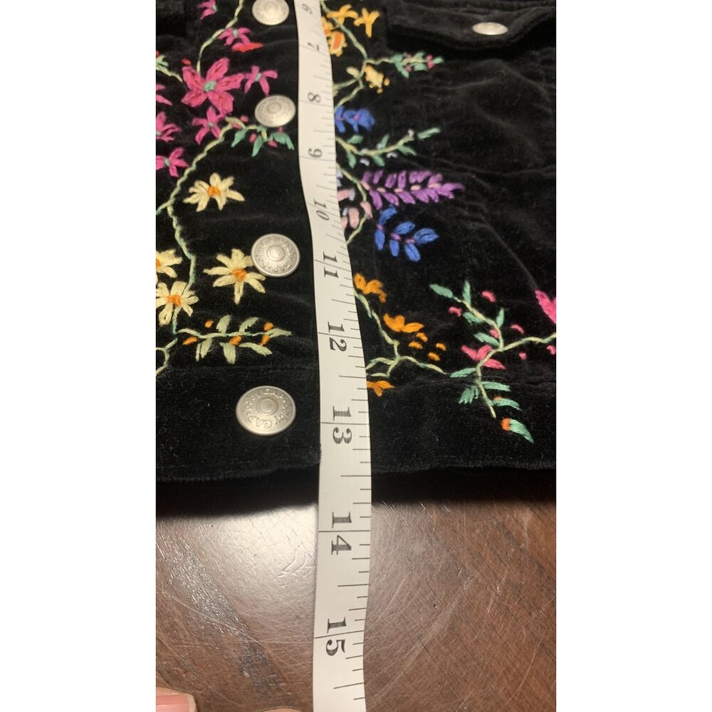 Baby Gap 24-36M Velvet Embroidered Cotton Floral Jacket Black Multi - Picture 7 of 7